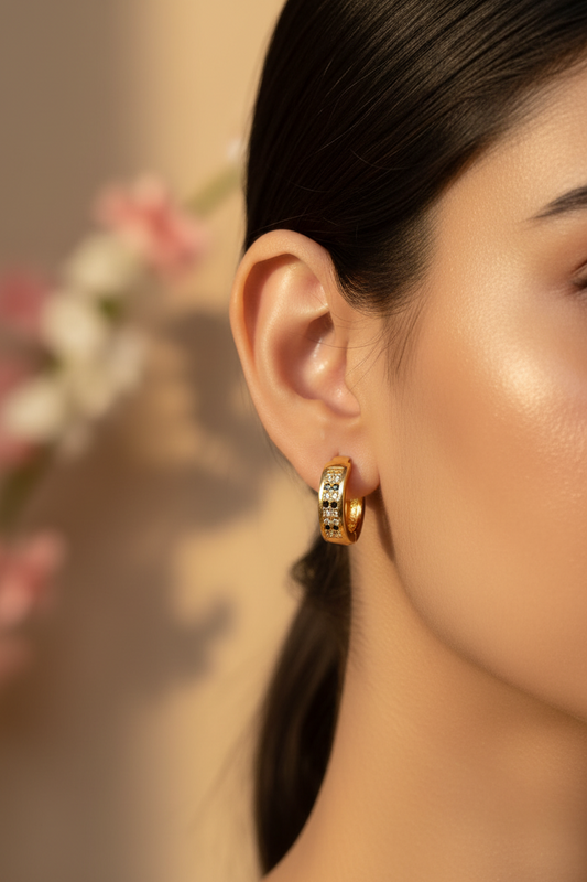 GOLD BLACK DIAMOND FIONA EARRINGS