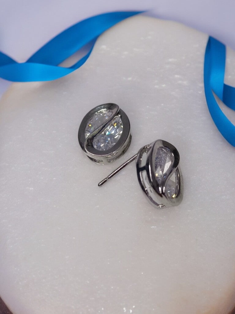 SILVER DIAMOND AYLIN EARRINGS