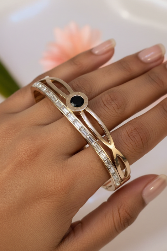 ROSE GOLD ROMAN NUMERAL WITH DIAMOND LINE BRIONY BRACELET