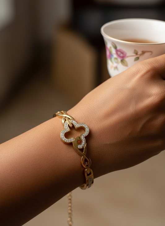 ROSE GOLD SPARKLE CLOVER DOVEI BRACELET