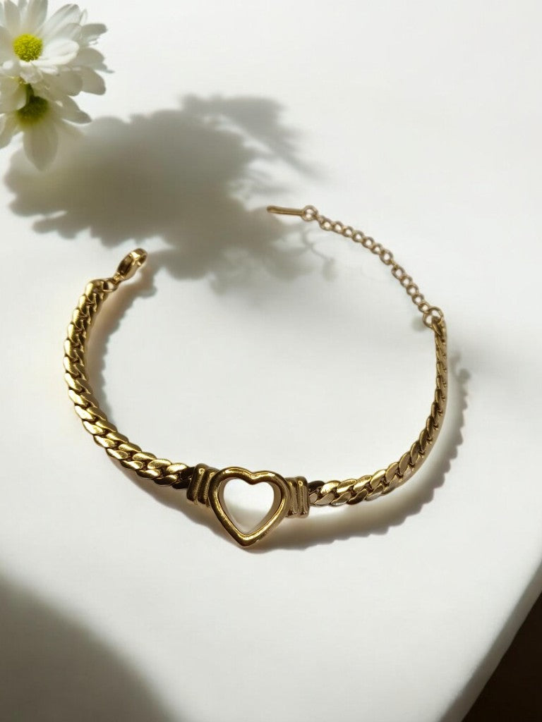 GOLD HEART KIMONE NECKLACE,EARRINGS AND BRACELET (COMBO)