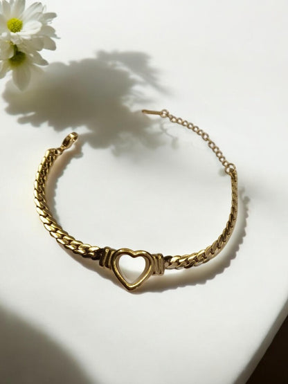 GOLD HEART KIMONE NECKLACE,EARRINGS AND BRACELET (COMBO)