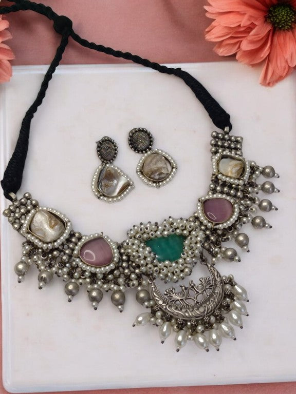 MULTI NIDHANA GERMAN SILVER JEWELLERY SET