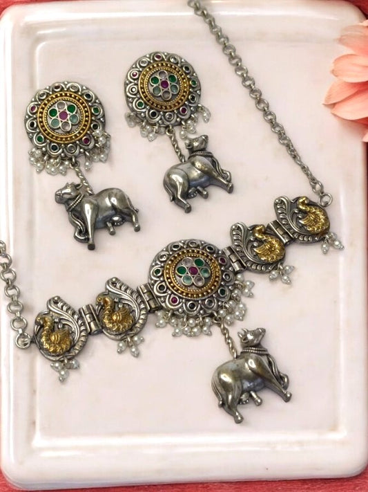 MULTI VAAROHI GERMAN SILVER JEWELLERY SET