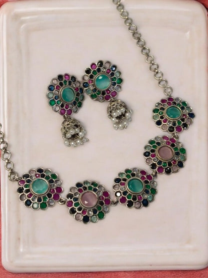 MULTI JYOTSHANA GERMAN SILVER JEWELLERY SET