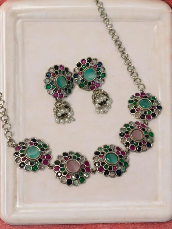 MULTI JYOTSHANA GERMAN SILVER JEWELLERY SET