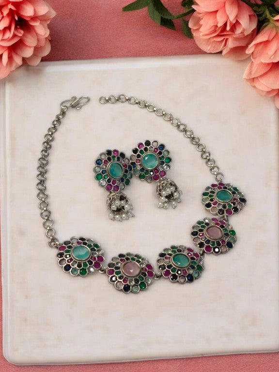 MULTI JYOTSHANA GERMAN SILVER JEWELLERY SET