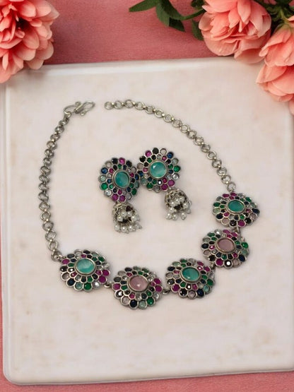 MULTI JYOTSHANA GERMAN SILVER JEWELLERY SET