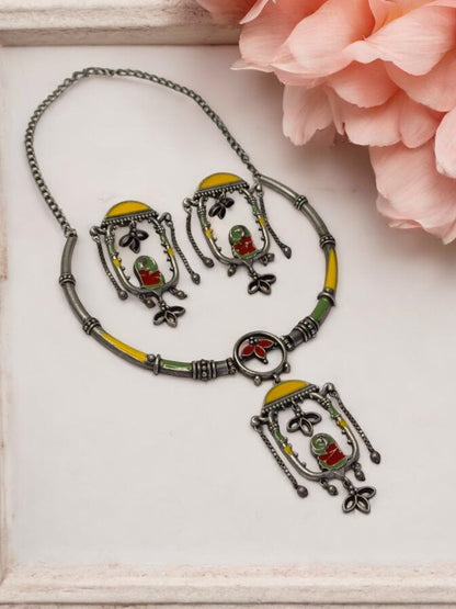 MULTI HANSHIKA GERMAN SILVER JEWELLERY SET