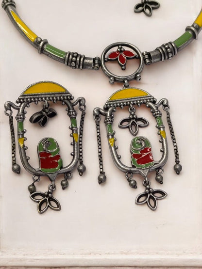 MULTI HANSHIKA GERMAN SILVER JEWELLERY SET