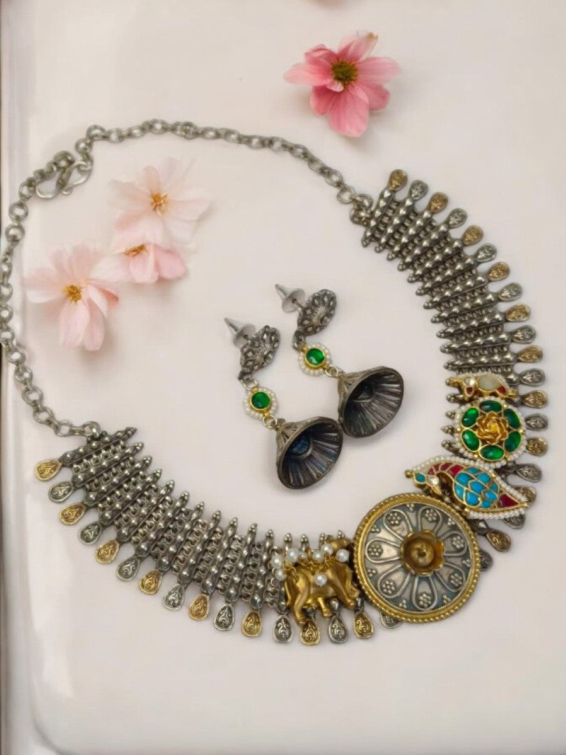 MULTI DHRITIKA GERMAN SILVER JEWELLERY SET