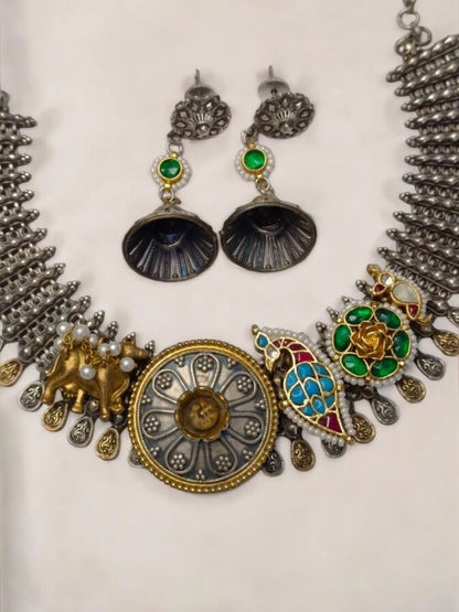 MULTI DHRITIKA GERMAN SILVER JEWELLERY SET