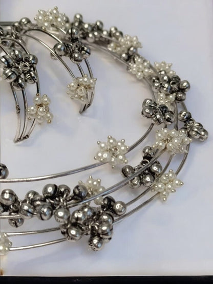 LAYERED HASLI MIKSHA GERMAN SILVER JEWELLERY SET