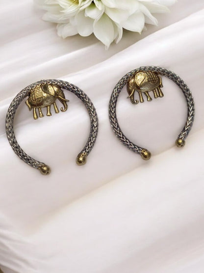 GOLDEN ELEPHANT PRIYASHI GERMAN SILVER EARRINGS