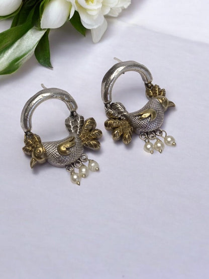 GOLDEN HEN SAHEJI GERMAN SILVER EARRINGS
