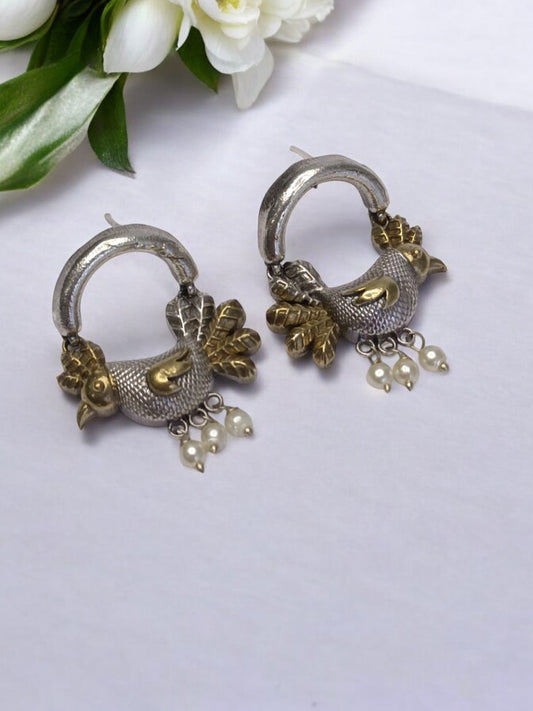 GOLDEN HEN SAHEJI GERMAN SILVER EARRINGS