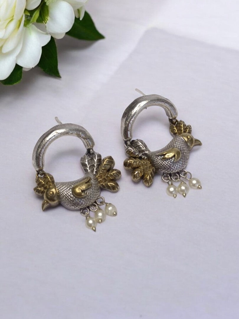 GOLDEN HEN SAHEJI GERMAN SILVER EARRINGS