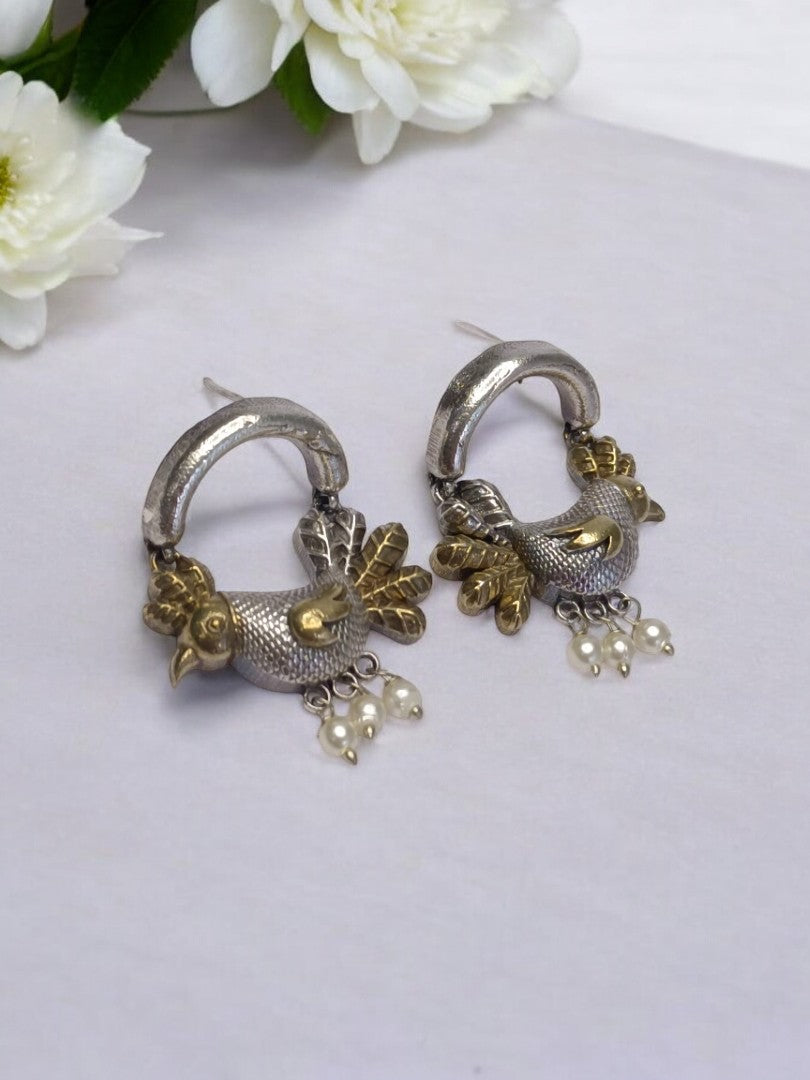 GOLDEN HEN SAHEJI GERMAN SILVER EARRINGS