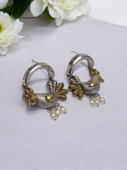 GOLDEN HEN SAHEJI GERMAN SILVER EARRINGS