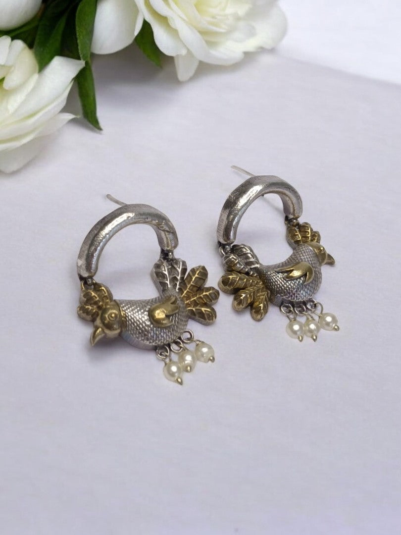GOLDEN HEN SAHEJI GERMAN SILVER EARRINGS