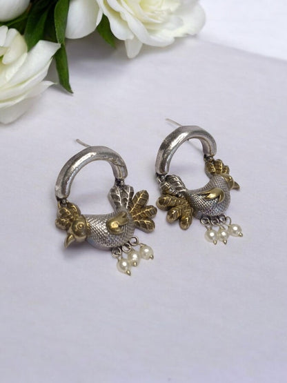 GOLDEN HEN SAHEJI GERMAN SILVER EARRINGS