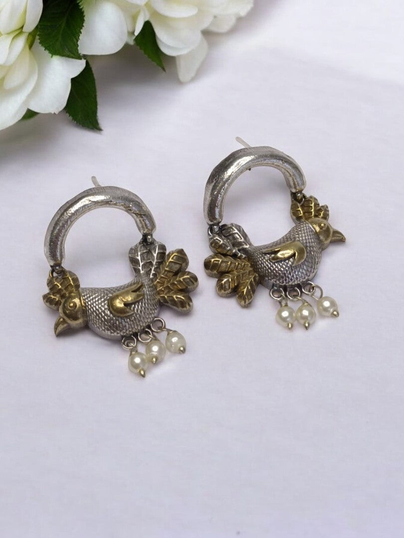 GOLDEN HEN SAHEJI GERMAN SILVER EARRINGS