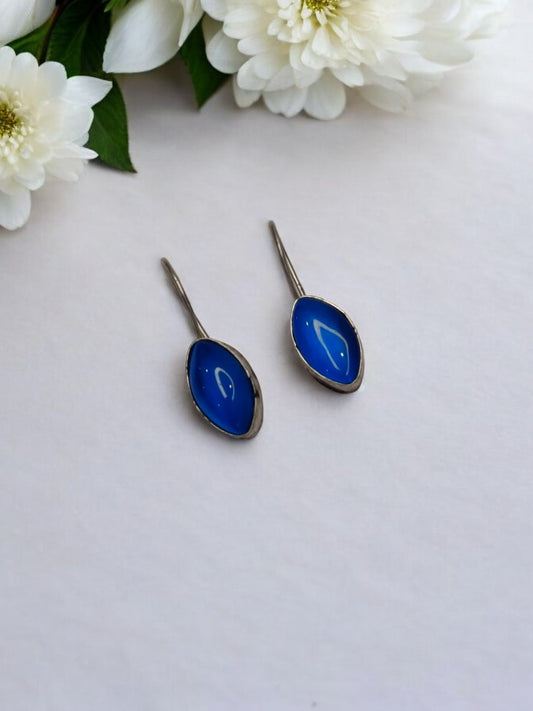 BLUE VAGINI GERMAN SILVER EARRINGS