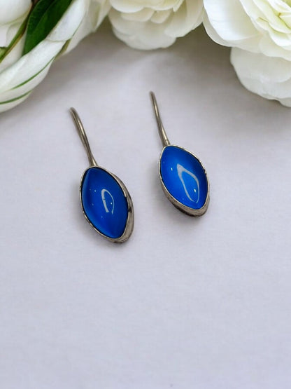 BLUE VAGINI GERMAN SILVER EARRINGS
