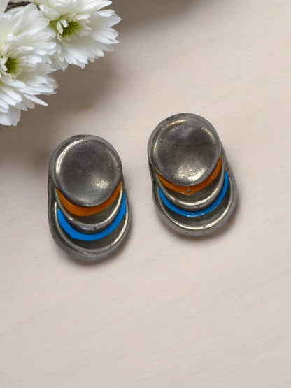 RUBY AND BLUE JHISHTHA GERMAN SILVER EARRINGS