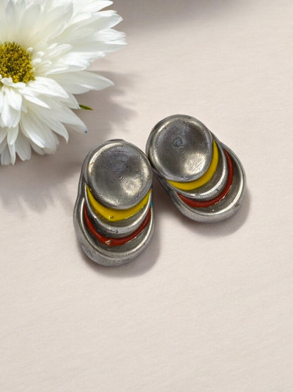 YELLOW AND RUBY JHISHTHA GERMAN SILVER EARRINGS