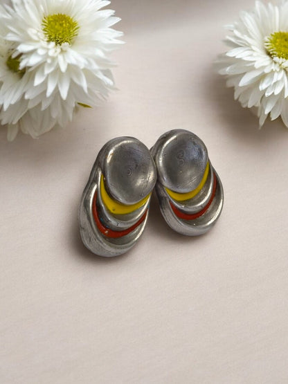 YELLOW AND RUBY JHISHTHA GERMAN SILVER EARRINGS