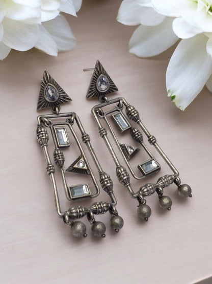 GEOMETRIC TULSHIKA GERMAN SILVER EARRINGS