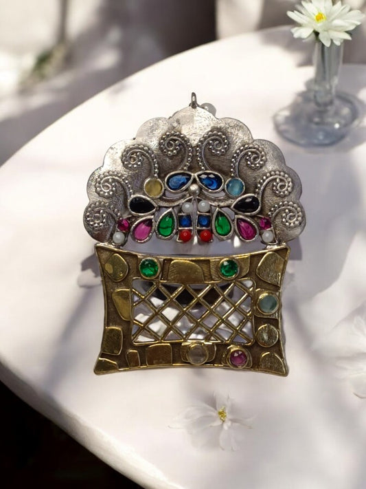 FLOWER BASKET HIMA GERMAN SILVER RING
