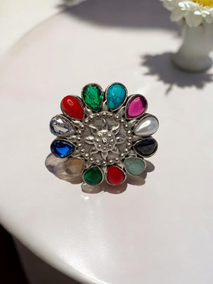 FLOWER GUL GERMAN SILVER RING