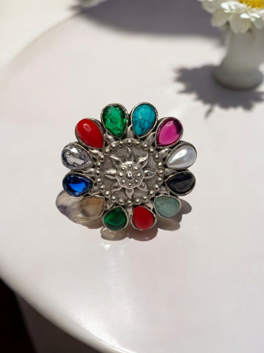 FLOWER GUL GERMAN SILVER RING