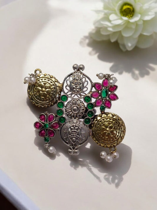 MULTI FLOWER YANI GERMAN SILVER RING