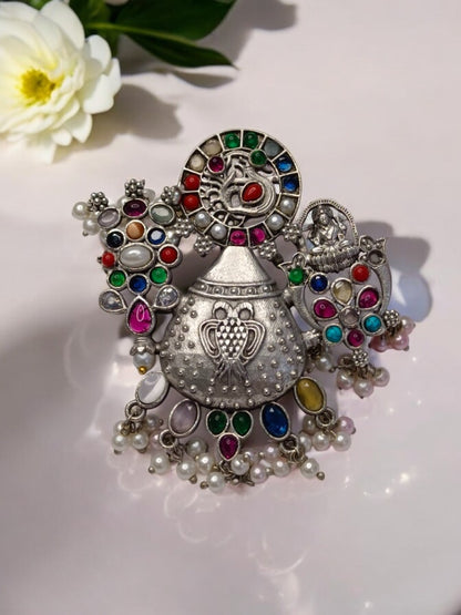 MULTI TEMPLE VEENA GERMAN SILVER RING
