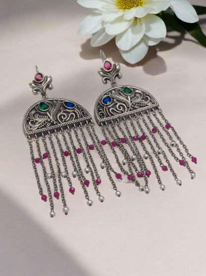 MULTI BRISHTHI GERMAN SILVER EARRINGS