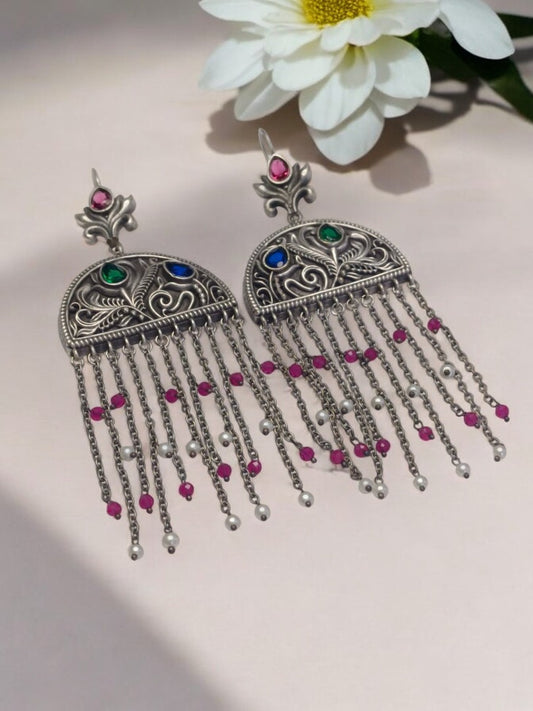 MULTI BRISHTHI GERMAN SILVER EARRINGS