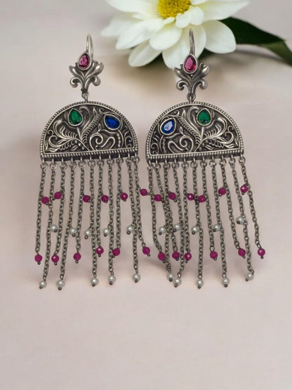 MULTI BRISHTHI GERMAN SILVER EARRINGS