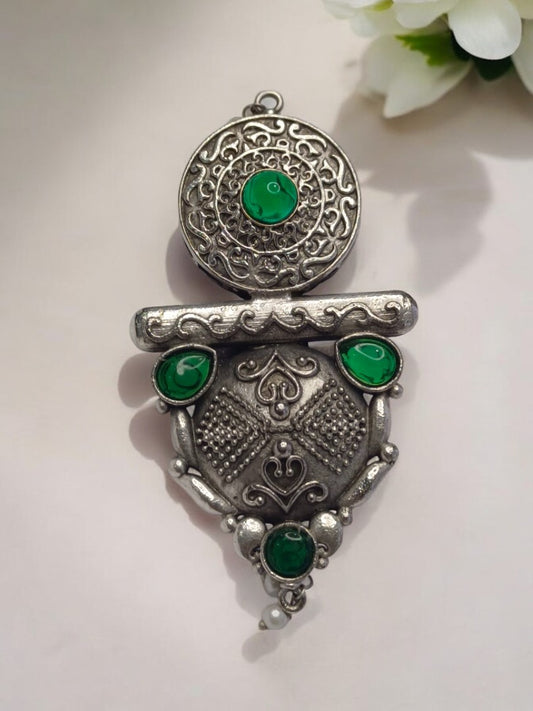 GREEN MANYA GERMAN SILVER RING