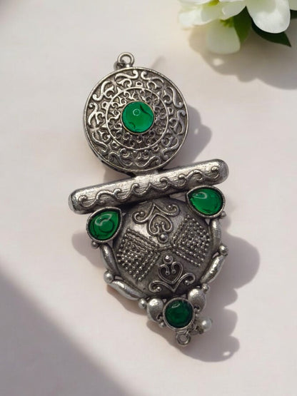 GREEN MANYA GERMAN SILVER RING
