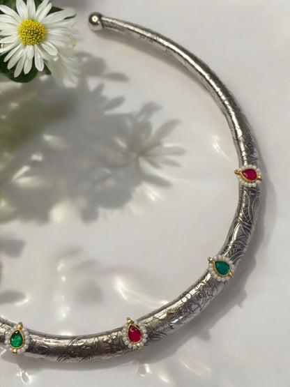 MULTI HASLI AADRSHIKAA GERMAN SILVER JEWELLERY SET