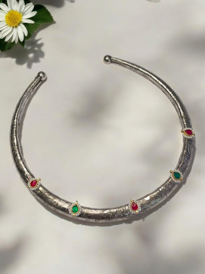 MULTI HASLI AADRSHIKAA GERMAN SILVER JEWELLERY SET