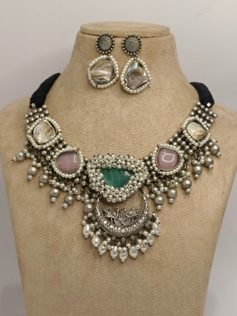 MULTI NIDHANA GERMAN SILVER JEWELLERY SET