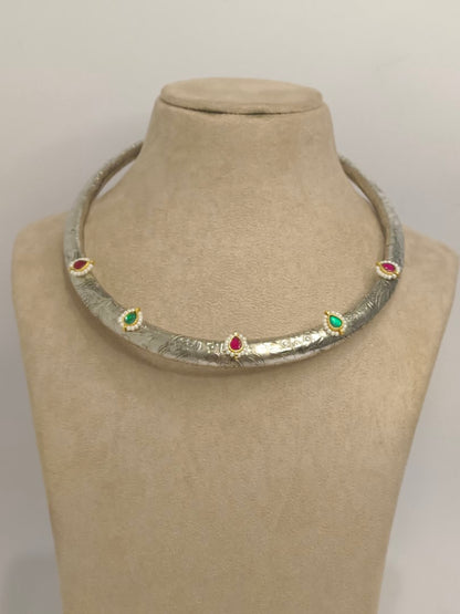 MULTI HASLI AADRSHIKAA GERMAN SILVER JEWELLERY SET