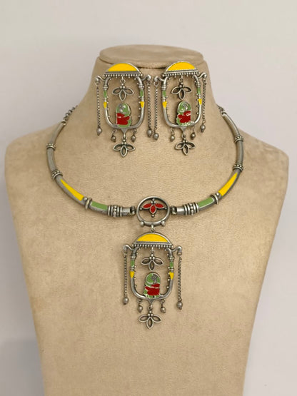 MULTI HANSHIKA GERMAN SILVER JEWELLERY SET