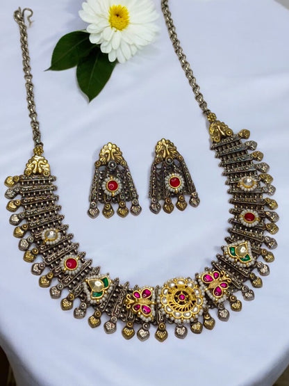 RUBY MADHUKANTA GERMAN SILVER JEWELLERY SET