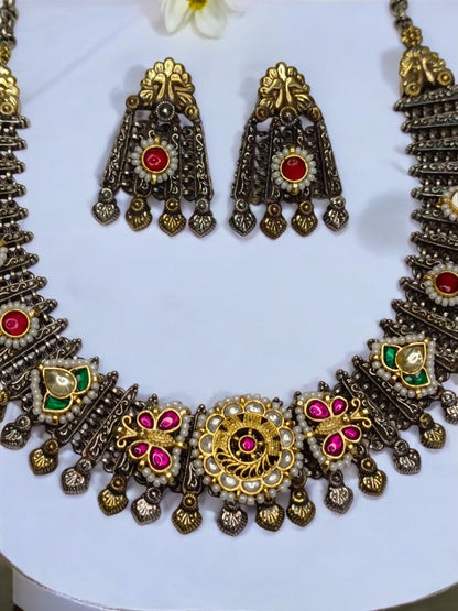 RUBY MADHUKANTA GERMAN SILVER JEWELLERY SET