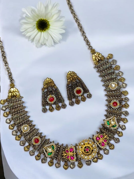 RUBY MADHUKANTA GERMAN SILVER JEWELLERY SET